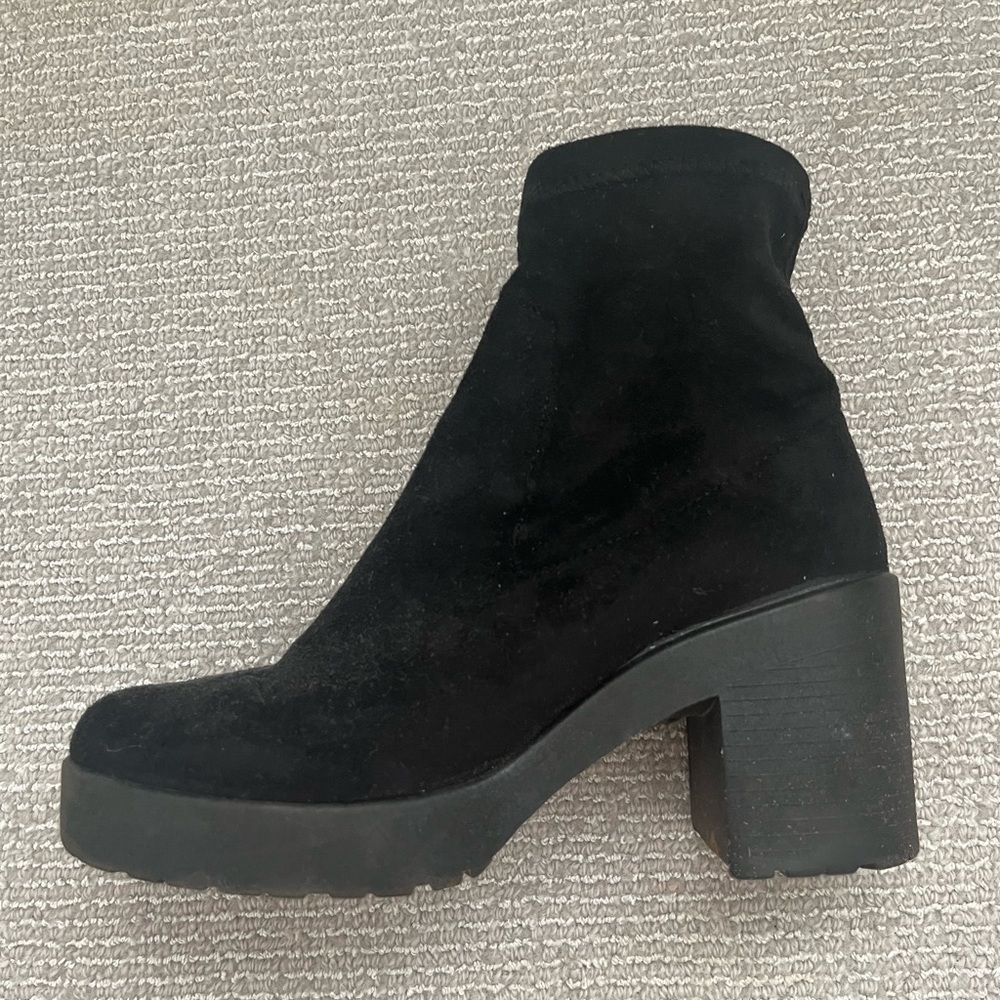 Black heeled, sock boots. Size EU 38.